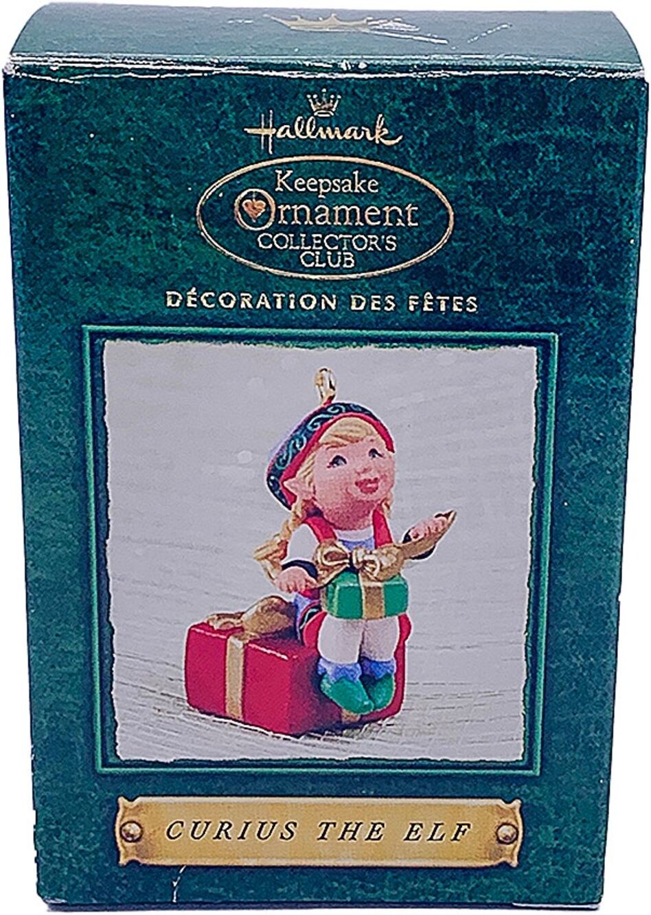 2002 Hallmark Keepsake Curius the Elf Collector's Club Christmas Ornament in Box